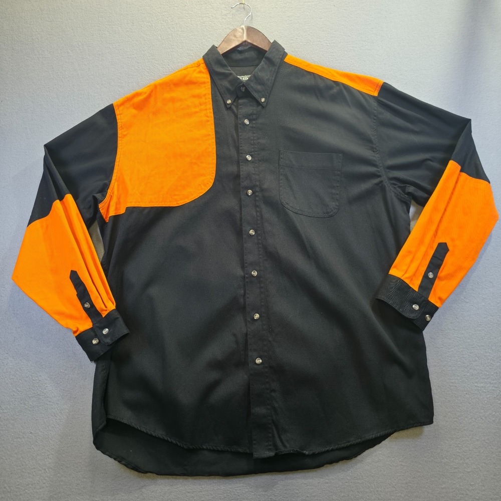 Roper Range Gear Orange & Black Long‎ Sleeve Button Up Hunting Shirt Size 2XL
